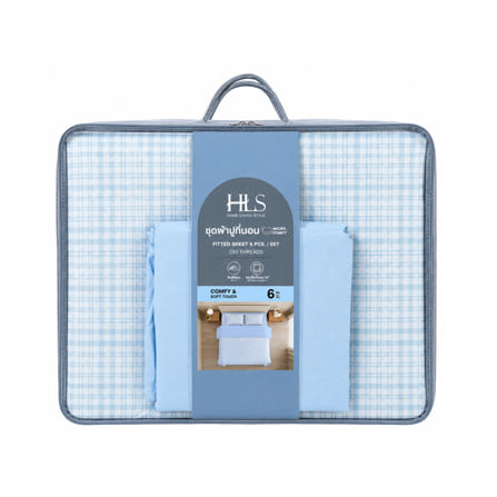 ชุดผ้าปูที่นอน 6 ฟุต (ชุด 6 ชิ้น) HOME LIVING STYLE COTTAGE สี BLUE_4