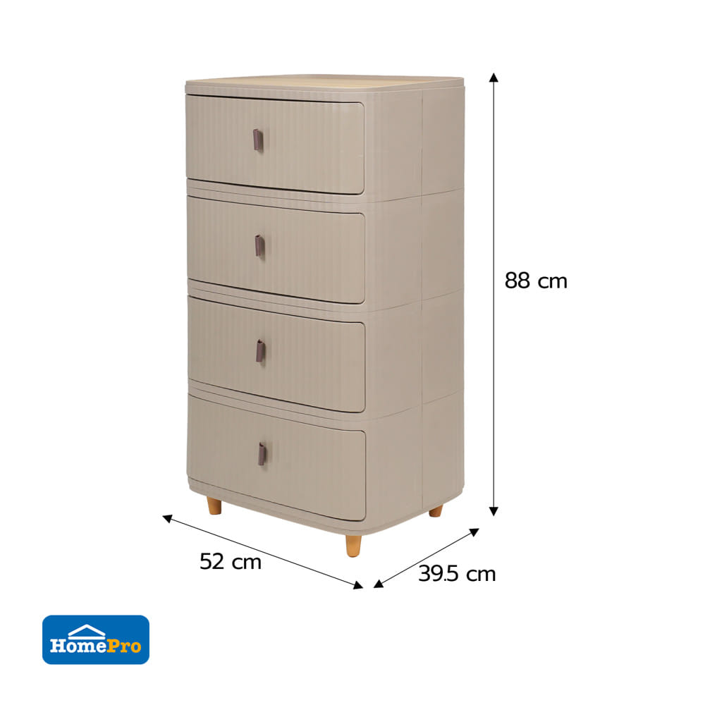 ตู้ลิ้นชัก 4 ชั้น STACKO TOMO 52x39.5x88 ซม. สีน้ำตาล