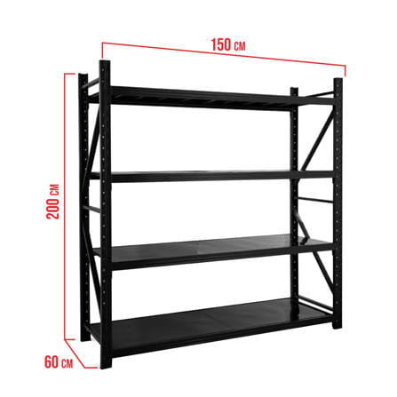 ชั้นเหล็ก 4 ชั้น MATALL 200x60x150 ซม. สีดำ_2