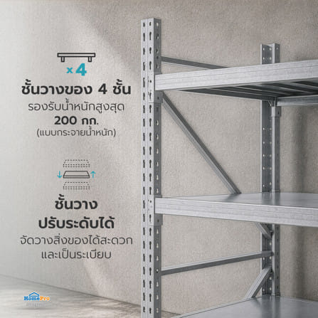 ชั้นเหล็ก 4 ชั้น MATALL 200x60x200 ซม. สีเทา_5