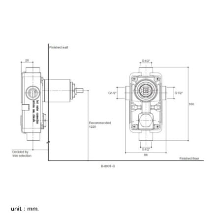 วาล์วฝังกำแพงผสม KOHLER K-880T-B-CP_2