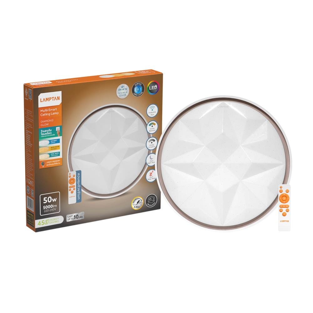 ไฟเพดาน LED LAMPTAN DIAMOND 19.5 นิ้ว 50 วัตต์ DAYLIGHT/COOL WHITE/WARM WHITE