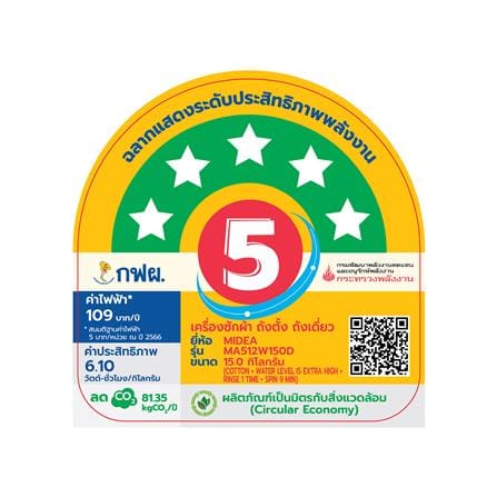 เครื่องซักผ้าฝาบน MIDEA MA512W150D 15กก. อินเวอร์เตอร์ สีดำ_10