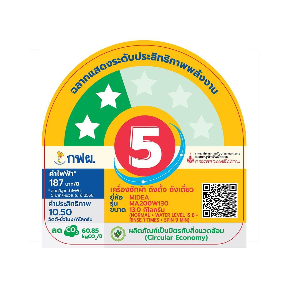 เครื่องซักผ้าฝาบน MIDEA MA200W130 13กก. สีเทา