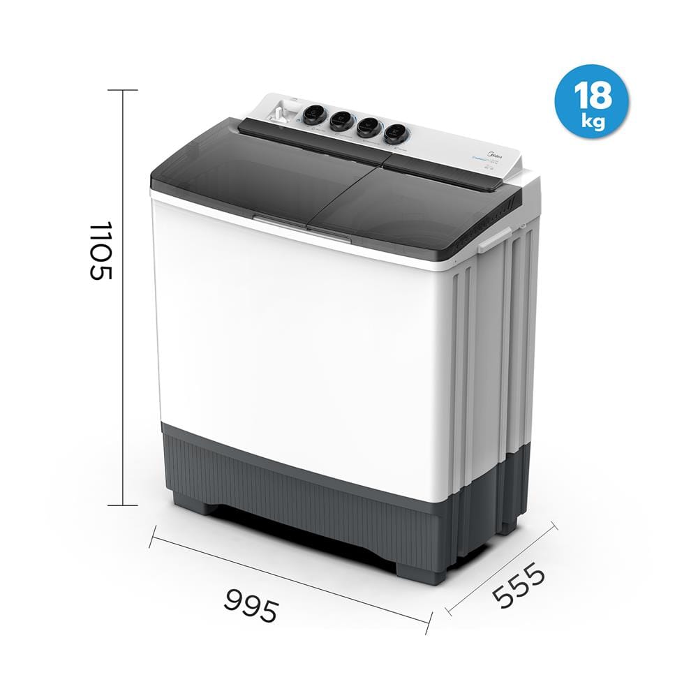 เครื่องซักผ้า 2 ถัง MIDEA MT100W180 18 กก. สีขาว