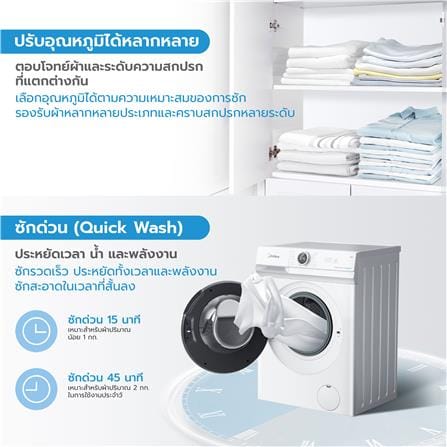เครื่องซักผ้าฝาหน้า MIDEA MF100W85B 8.5 กก. สีขาว_8