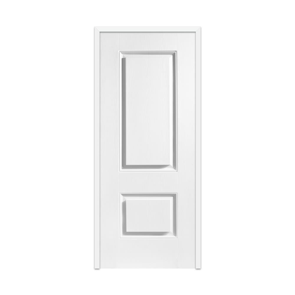 ชุดประตูภายนอก UPVC ไม่เจาะลูกบิด ECO-DOOR UPVC2 ลายไม้ 82x202 ซม. สีขาว พร้อมวงกบ WPC SM-100