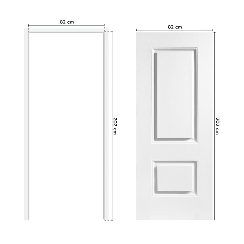 ชุดประตูภายนอก UPVC ไม่เจาะลูกบิด ECO-DOOR UPVC2 ลายไม้ 82x202 ซม. สีขาว พร้อมวงกบ WPC SM-100