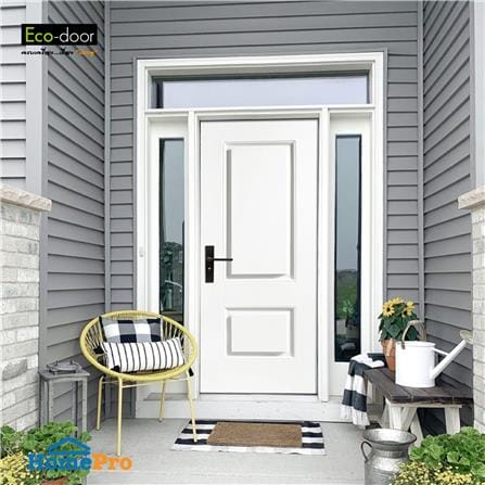 ชุดประตูภายนอก UPVC ไม่เจาะลูกบิด ECO-DOOR UPVC2 ลายไม้ 82x202 ซม. สีขาว พร้อมวงกบ WPC SM-100_1