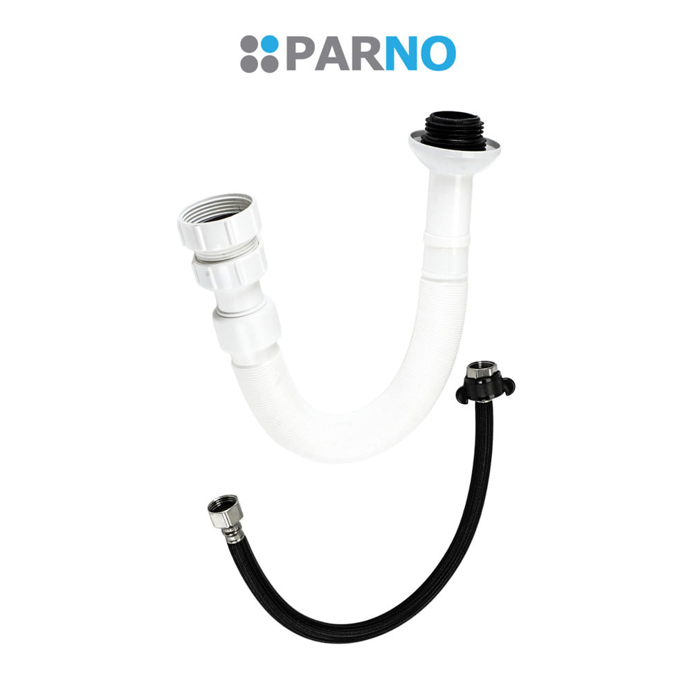 ท่อย่นยืดหดได้+สายน้ำดี PARNO 15443 1.5 ม. สีขาว