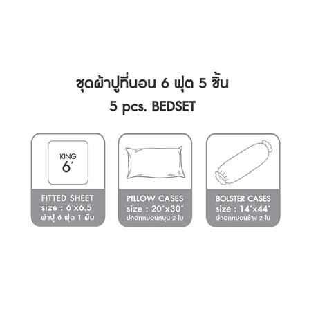 ชุดผ้าปูที่นอน 6 ฟุต (ชุด 5 ชิ้น) DUNLOPILLO VERONA VRN-01 S26 COIN GREY_6