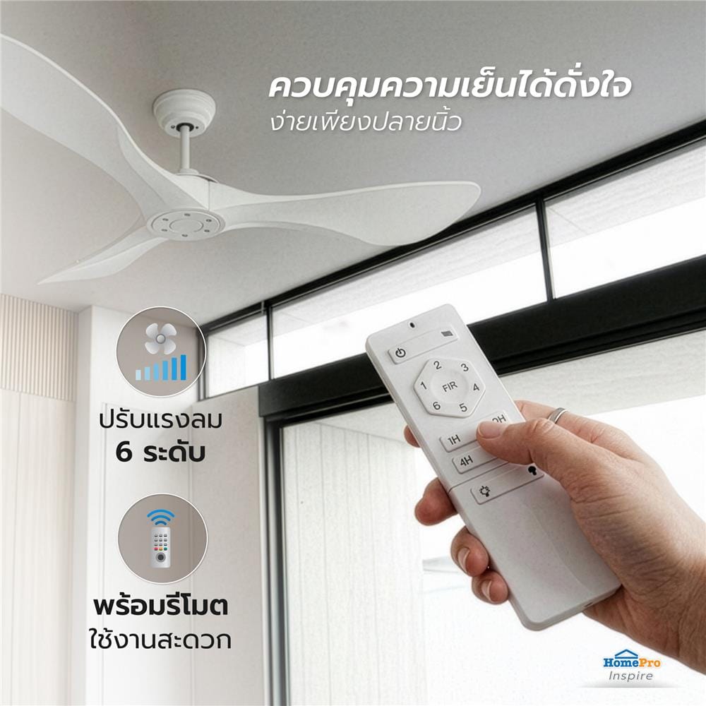 พัดลมไม่มีโคมไฟ CARINI ARCADIA 2010-NWH 52 นิ้ว สีขาว