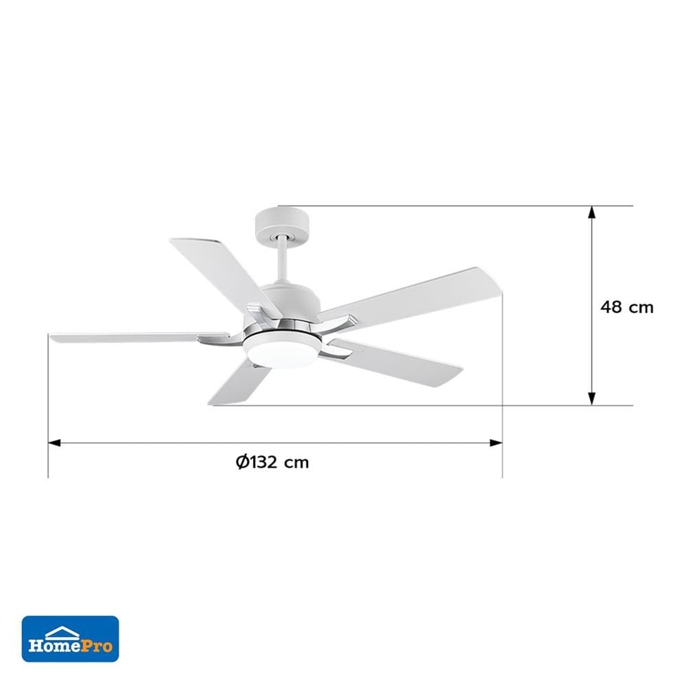 พัดลมมีโคมไฟ LED CARINI ARCADIA 1011-LWH 52 นิ้ว 24 วัตต์ DAYLIGHT/COOL WHITE/WARM WHITE สีขาว