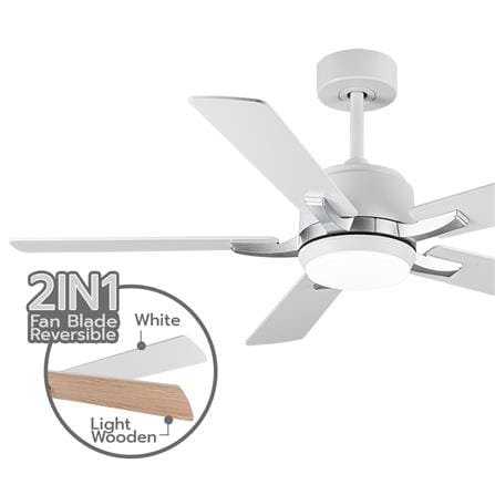 พัดลมมีโคมไฟ LED CARINI ARCADIA 1011-LWH 52 นิ้ว 24 วัตต์ DAYLIGHT/COOL WHITE/WARM WHITE สีขาว_1