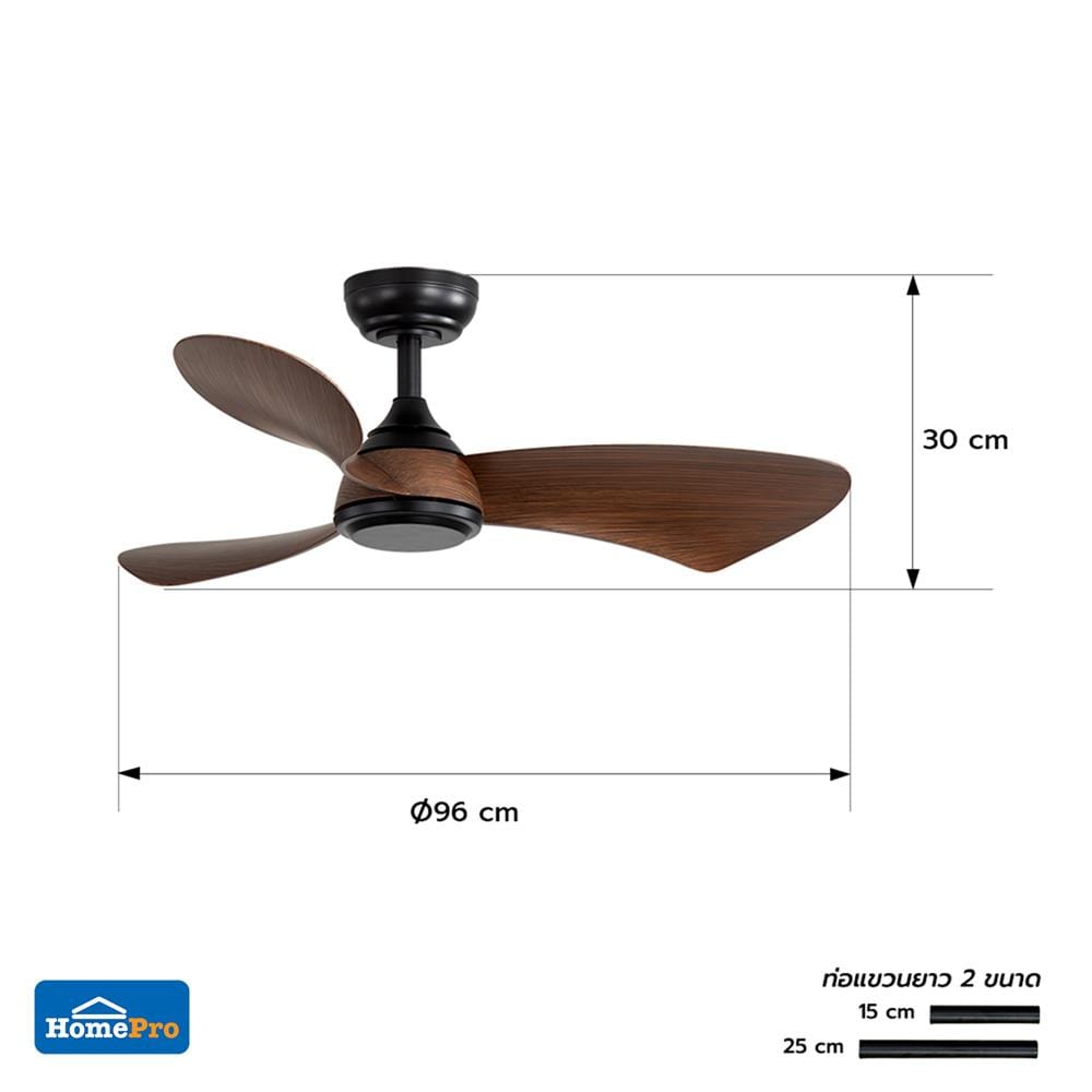 พัดลมไม่มีโคมไฟ CARINI ARCADIA 6015-ORB 38 นิ้ว สีดำ/น้ำตาล