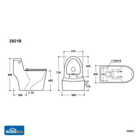 สุขภัณฑ์ 1 ชิ้น MOYA PLUS LX-2921B 6 ลิตร สีขาว_6