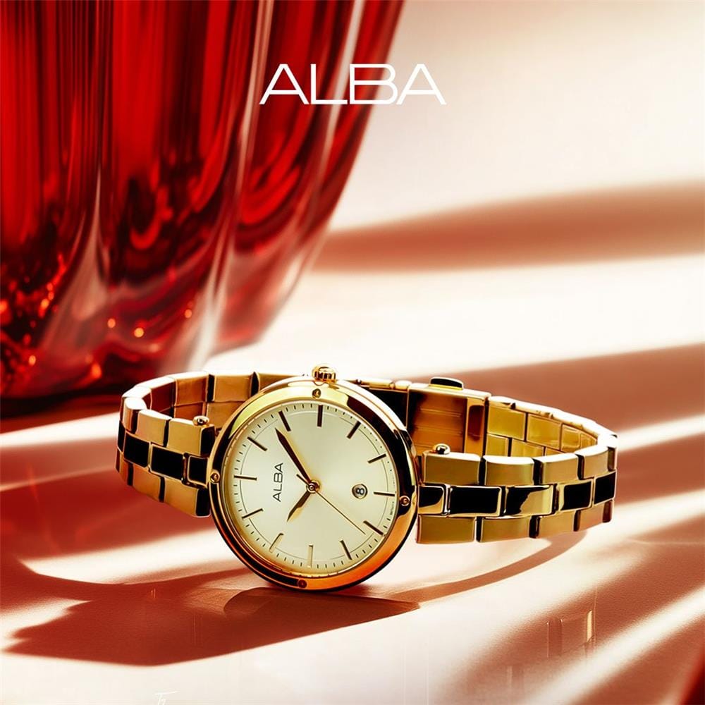 นาฬิกาข้อมือผู้หญิง ALBA รุ่น IKEBANA AH7DD4X ขนาด 32 มม. สีทอง