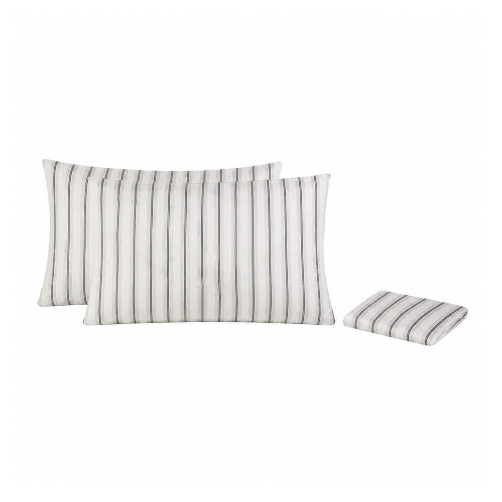 ชุดผ้าปูที่นอน 5 ฟุต (ชุด 3 ชิ้น) HOME LIVING STYLE SKYE สี WHITE & GREY