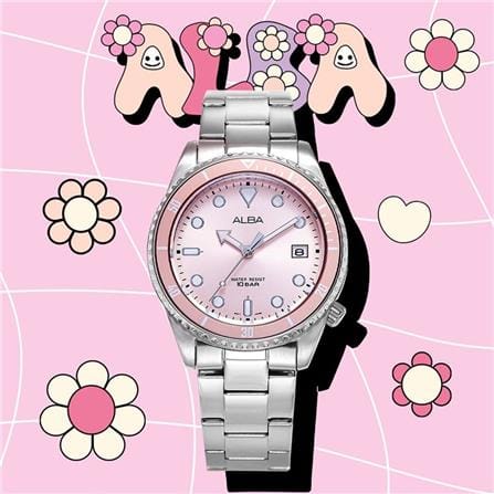 นาฬิกาข้อมือผู้หญิง ALBA รุ่น BOYISH AG8L43X ขนาด 36 มม. สีชมพูอ่อน_5