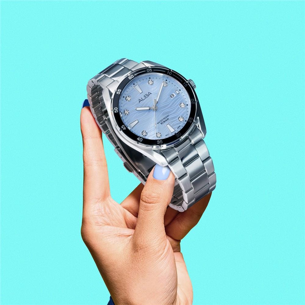 นาฬิกาข้อมือผู้หญิง ALBA รุ่น BOYISH QUARTZ AG8P11X ขนาด 36 มม. สีฟ้า
