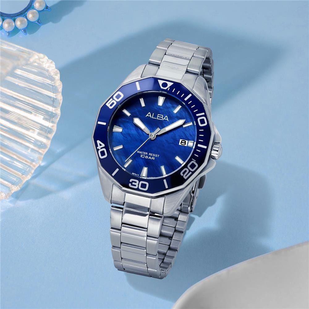 นาฬิกาข้อมือผู้หญิง ALBA รุ่น BOYISH QUARTZ AG8P25X ขนาด 36 มม. สีน้ำเงิน