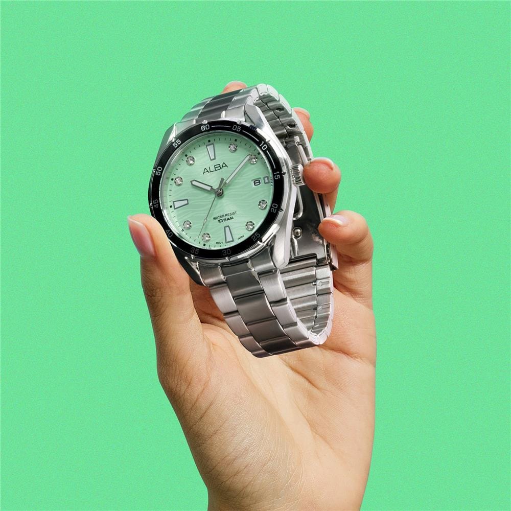 นาฬิกาข้อมือผู้หญิง ALBA รุ่น BOYISH QUARTZ AG8P09X ขนาด 36 มม. สีเขียว