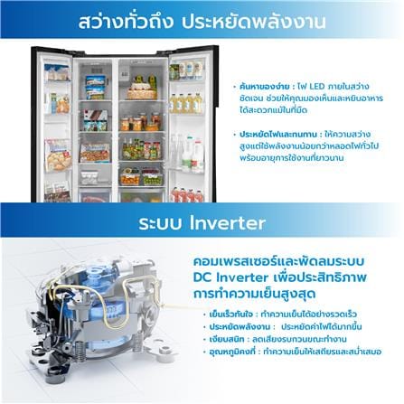 ตู้เย็น SIDE BY SIDE MIDEA RS710 19.3 คิว สีดำ_8