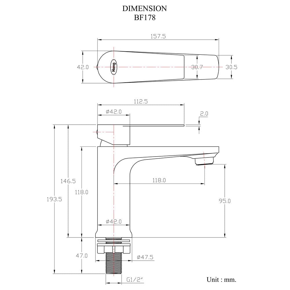 ก๊อกอ่างล้างหน้าเดี่ยวเคาน์เตอร์ HANG BF-178