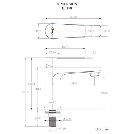 ก๊อกอ่างล้างหน้าเดี่ยวเคาน์เตอร์ HANG BF-178_3