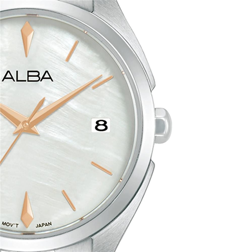 นาฬิกาข้อมือผู้หญิง ALBA รุ่น IKEBANA AG8P39X ขนาด 32 มม. สีขาว