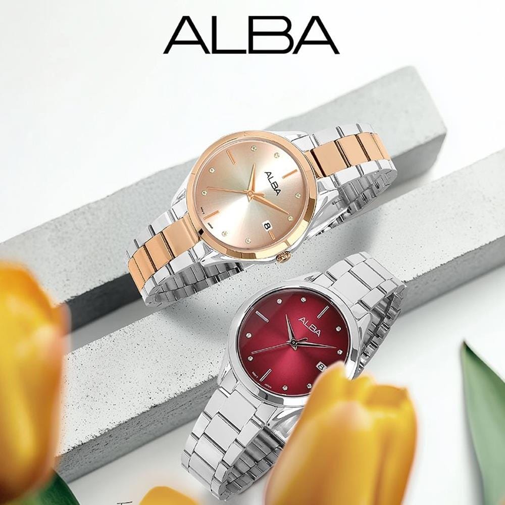 นาฬิกาข้อมือผู้หญิง ALBA รุ่น IKEBANA AG8P53X ขนาด 34 มม. สีแดง