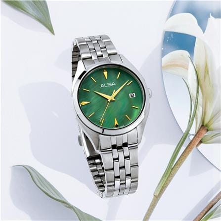 นาฬิกาข้อมือผู้หญิง ALBA รุ่น IKEBANA AG8P37X ขนาด 32 มม. สีเขียว_5
