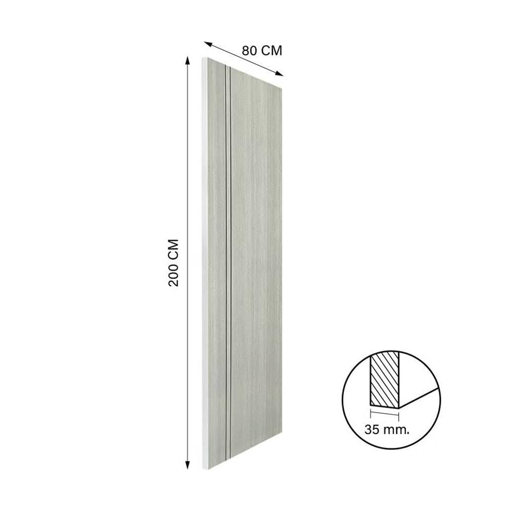 ประตูภายใน UPVC ไม่เจาะลูกบิด NAPA UA3B 80x200 ซม. สีเทาลายไม้