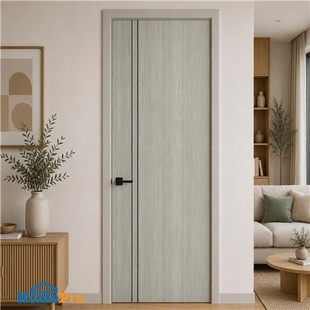 ประตูภายใน UPVC ไม่เจาะลูกบิด NAPA UA3B 80x200 ซม. สีเทาลายไม้_3