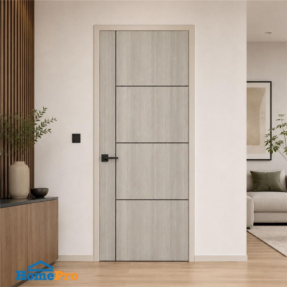 ประตูภายใน UPVC ไม่เจาะลูกบิด NAPA UA24B 90x200 ซม. สีเทาลายไม้