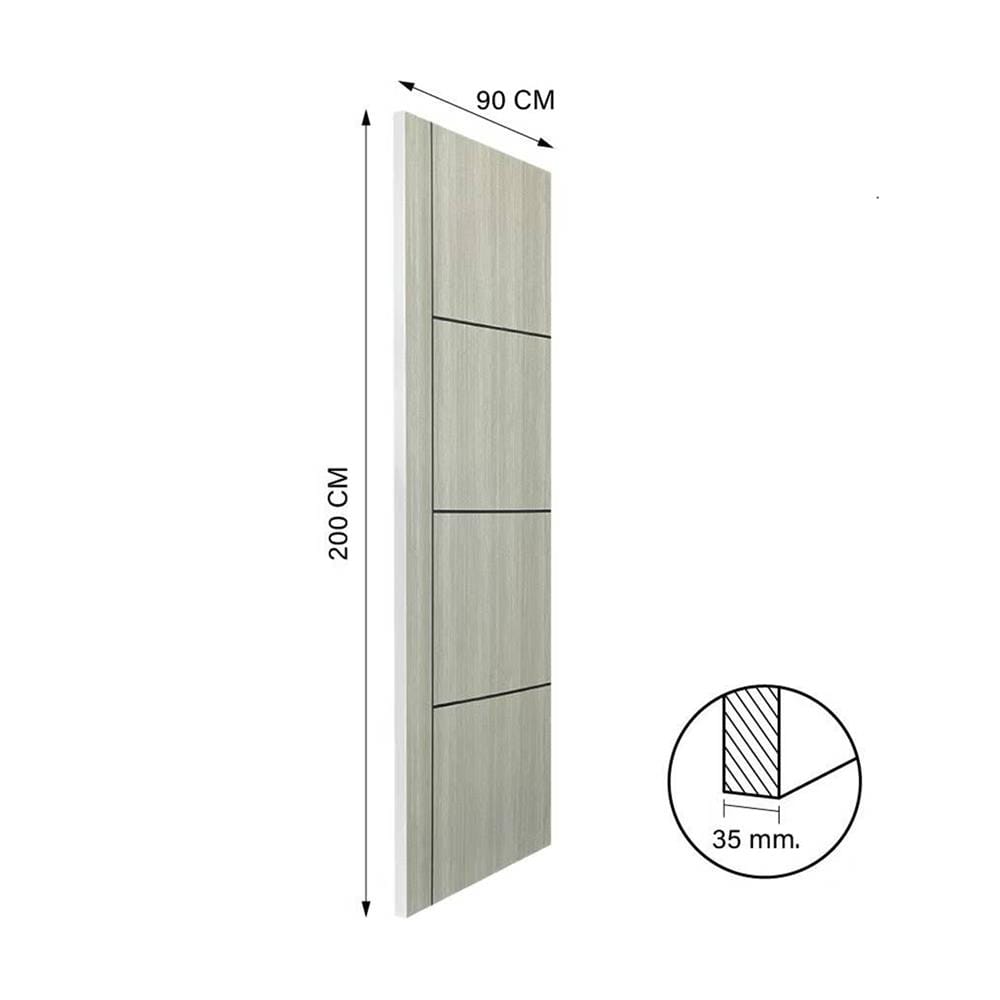 ประตูภายใน UPVC ไม่เจาะลูกบิด NAPA UA24B 90x200 ซม. สีเทาลายไม้