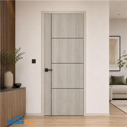 ประตูภายใน UPVC ไม่เจาะลูกบิด NAPA UA24B 90x200 ซม. สีเทาลายไม้_3
