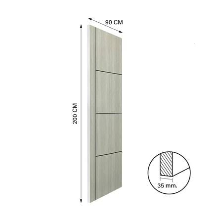 ประตูภายใน UPVC ไม่เจาะลูกบิด NAPA UA24B 90x200 ซม. สีเทาลายไม้_4