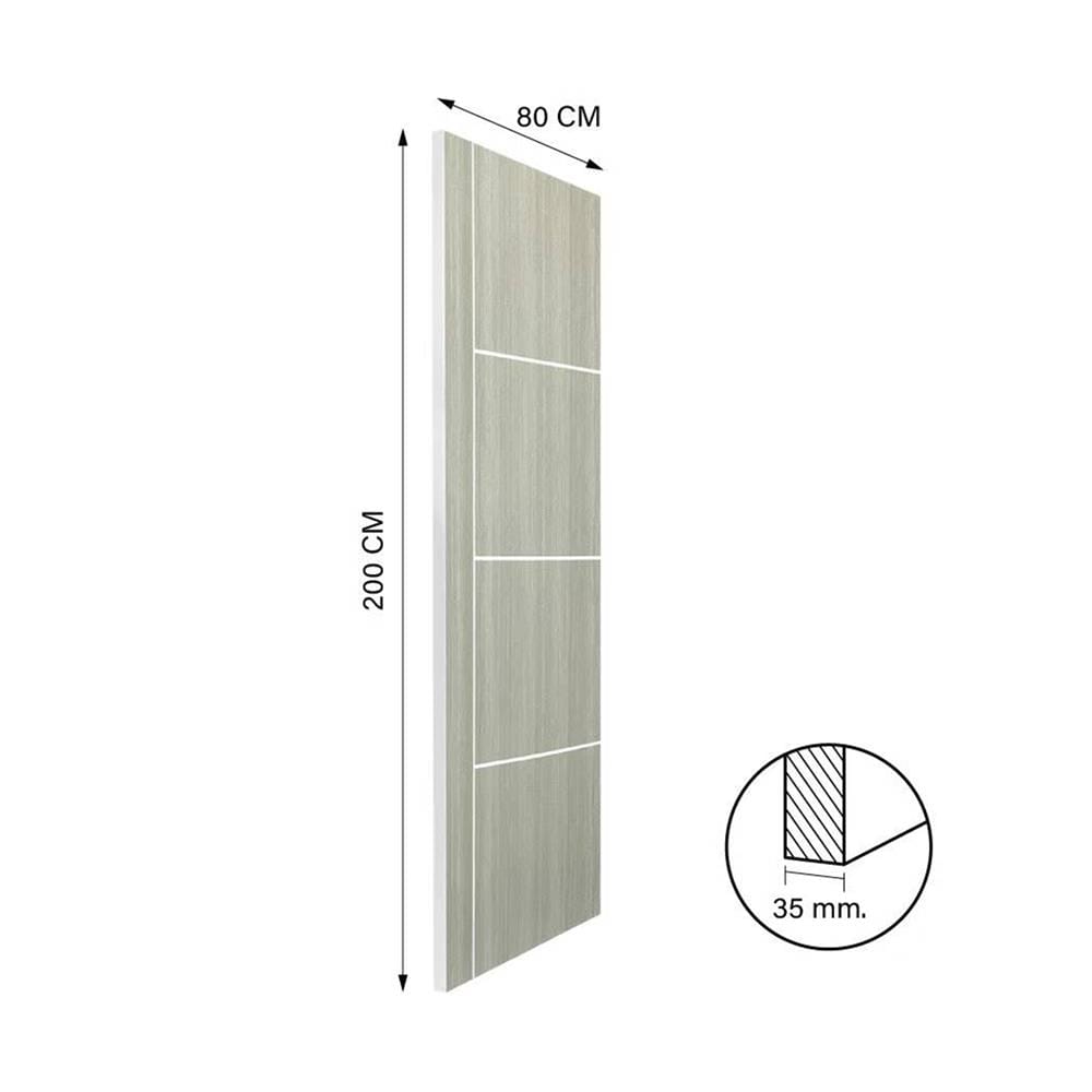 ประตูภายใน UPVC ไม่เจาะลูกบิด NAPA UA24 80x200 ซม. สีเทาลายไม้