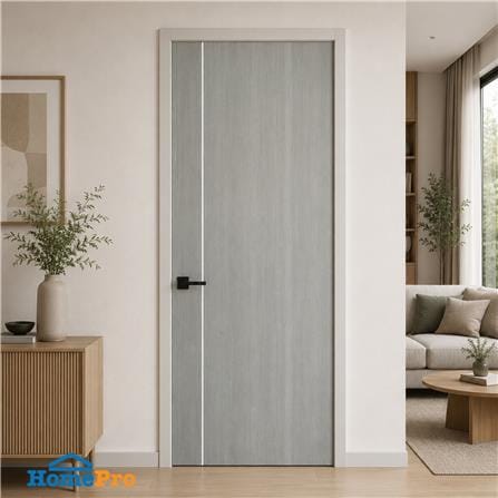 ประตูภายใน UPVC ไม่เจาะลูกบิด NAPA UA2 80x200 ซม. สีเทาลายไม้_3