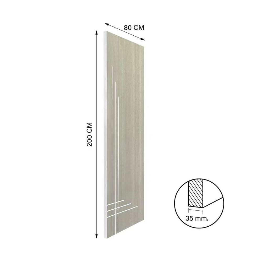 ประตูภายใน UPVC ไม่เจาะลูกบิด NAPA UA12 80x200 ซม. สีเทาลายไม้