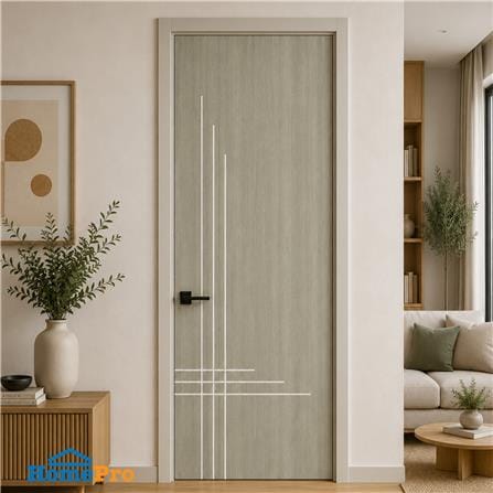 ประตูภายใน UPVC ไม่เจาะลูกบิด NAPA UA12 80x200 ซม. สีเทาลายไม้_3