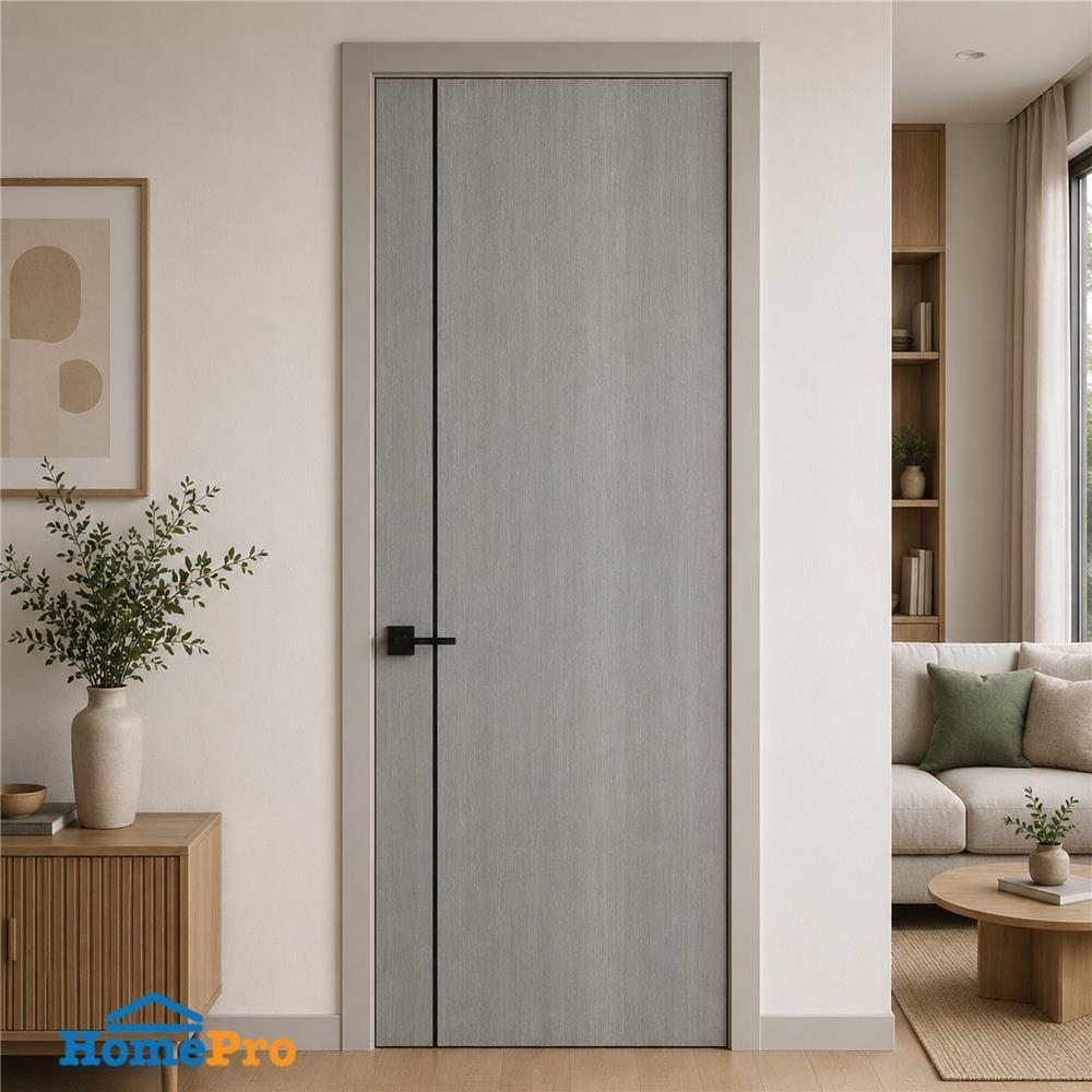 ประตูภายใน UPVC ไม่เจาะลูกบิด NAPA UA2B 90x200 ซม. สีเทาลายไม้
