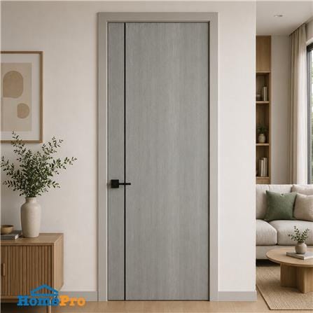 ประตูภายใน UPVC ไม่เจาะลูกบิด NAPA UA2B 90x200 ซม. สีเทาลายไม้_3