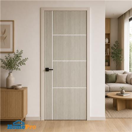 ประตูภายใน UPVC ไม่เจาะลูกบิด NAPA UA24 90x200 ซม. สีเทาลายไม้_3