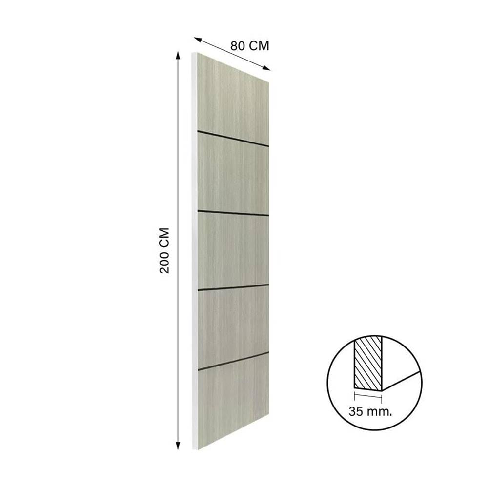 ประตูภายใน UPVC ไม่เจาะลูกบิด NAPA UA5B 80x200 ซม. สีเทาลายไม้