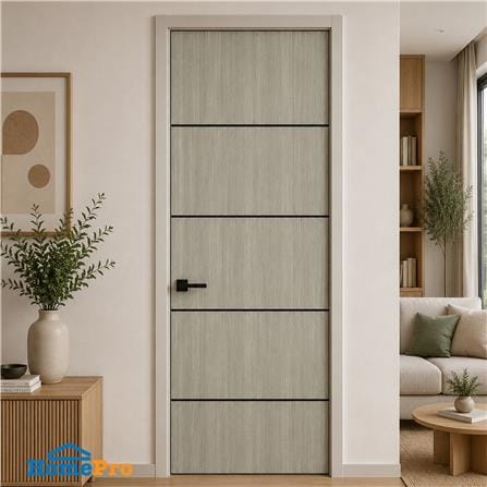 ประตูภายใน UPVC ไม่เจาะลูกบิด NAPA UA5B 80x200 ซม. สีเทาลายไม้_3