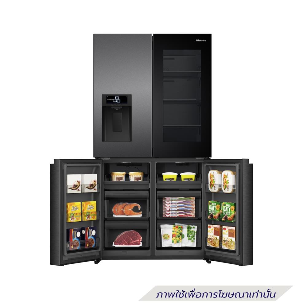 ตู้เย็น MULTI DOOR HISENSE RQ600P7AB 22 คิว สีกระจกดำ อินเวอร์เตอร์