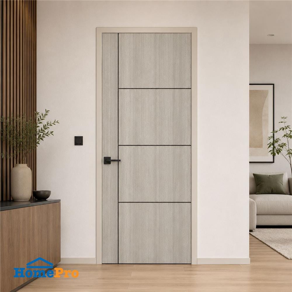 ประตูภายใน UPVC ไม่เจาะลูกบิด NAPA UA24B 80x200 ซม. สีเทาลายไม้