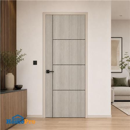 ประตูภายใน UPVC ไม่เจาะลูกบิด NAPA UA24B 80x200 ซม. สีเทาลายไม้_3